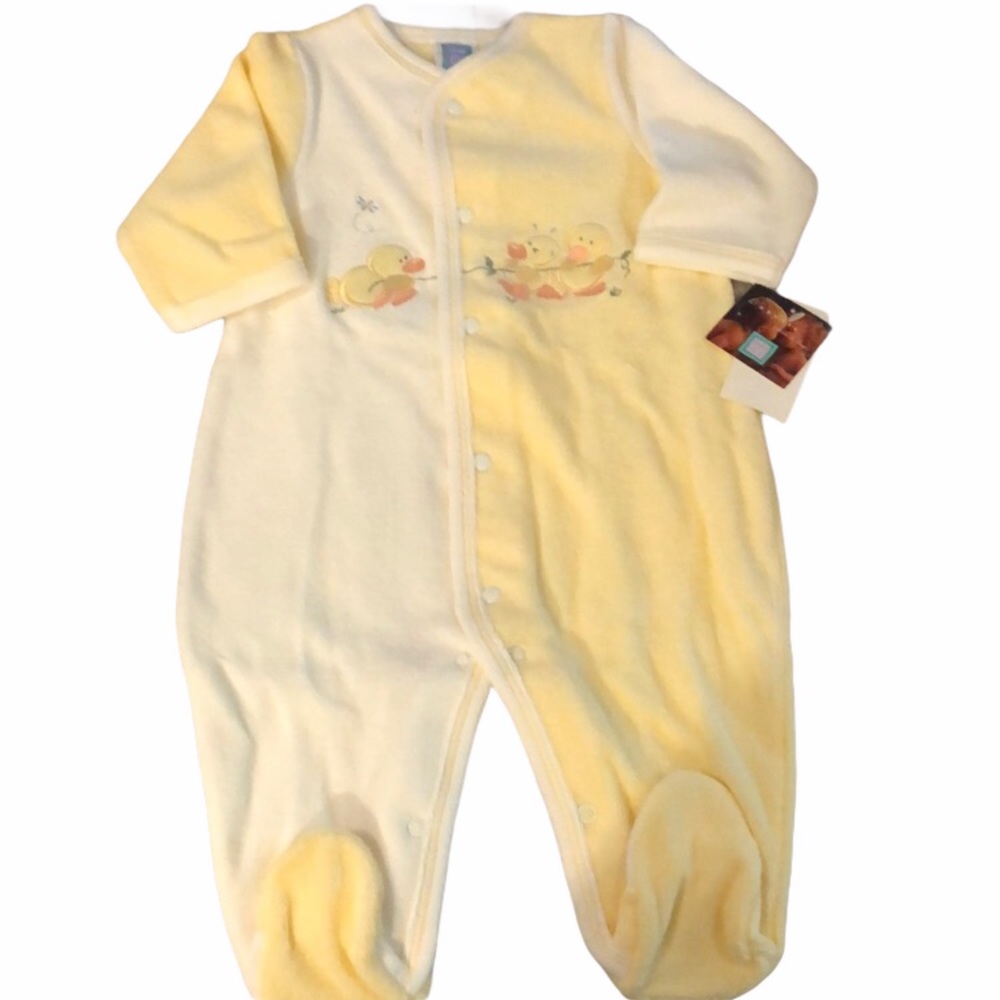 Little Me yellow duck footies size 6 months